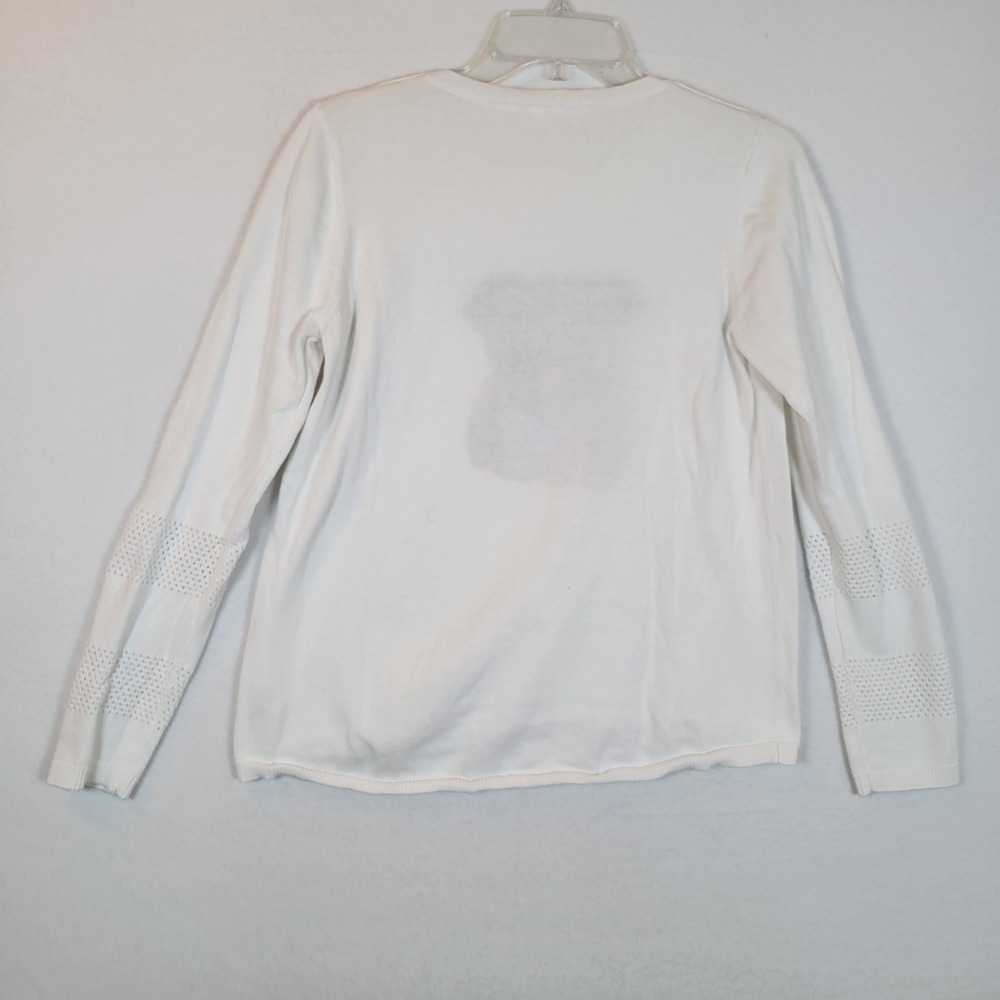 Lisa Todd Womens Bulldog Lover Knit Cotton Sweater Top Size Small White Animal - Picture 9 of 11